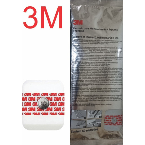 Eletrodo Monitorização Espuma Adulto 2223 BRQ - 3M - Pct com 50 und