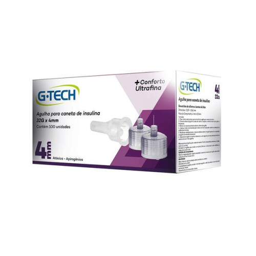 100 Agulhas para Caneta de Insulina 4mm - G-tech