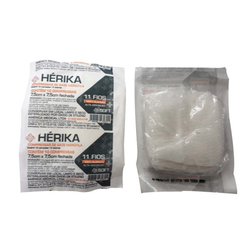 Compressa de Gaze Estéril 7,5x7,5 11F Herika - Amed