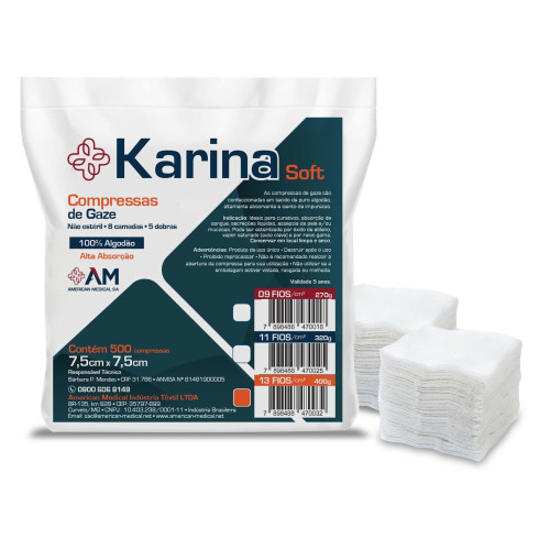 Compressa de Gaze 7,5x7,5 13F Karina - Amed