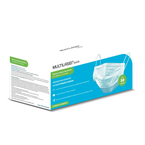 Máscara Cirúrgica Descartável Azul - Multilaser