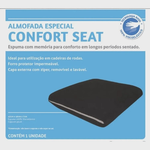 Almofada Confort Seat Visco Elástico Preto - Perfetto