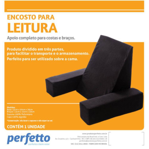 Encosto Leitura Costas/Braços Preto - Perfetto