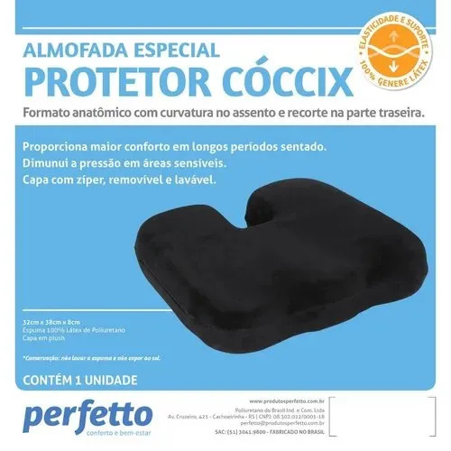 Almofada Terapêutica Coccix Preta - Perfetto