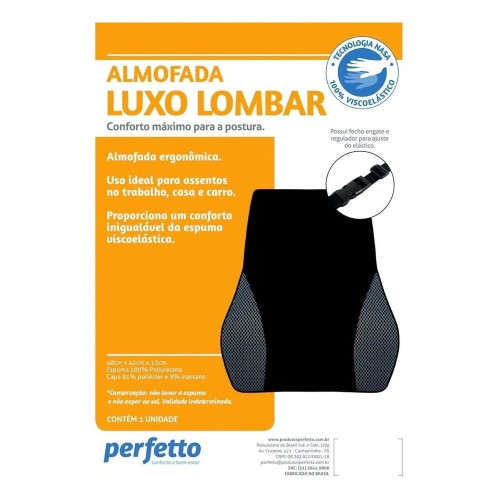 Almofada Luxo Lombar 48x42x13 Grafite - Perfetto